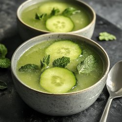 Soupe glacée de concombres et menthe