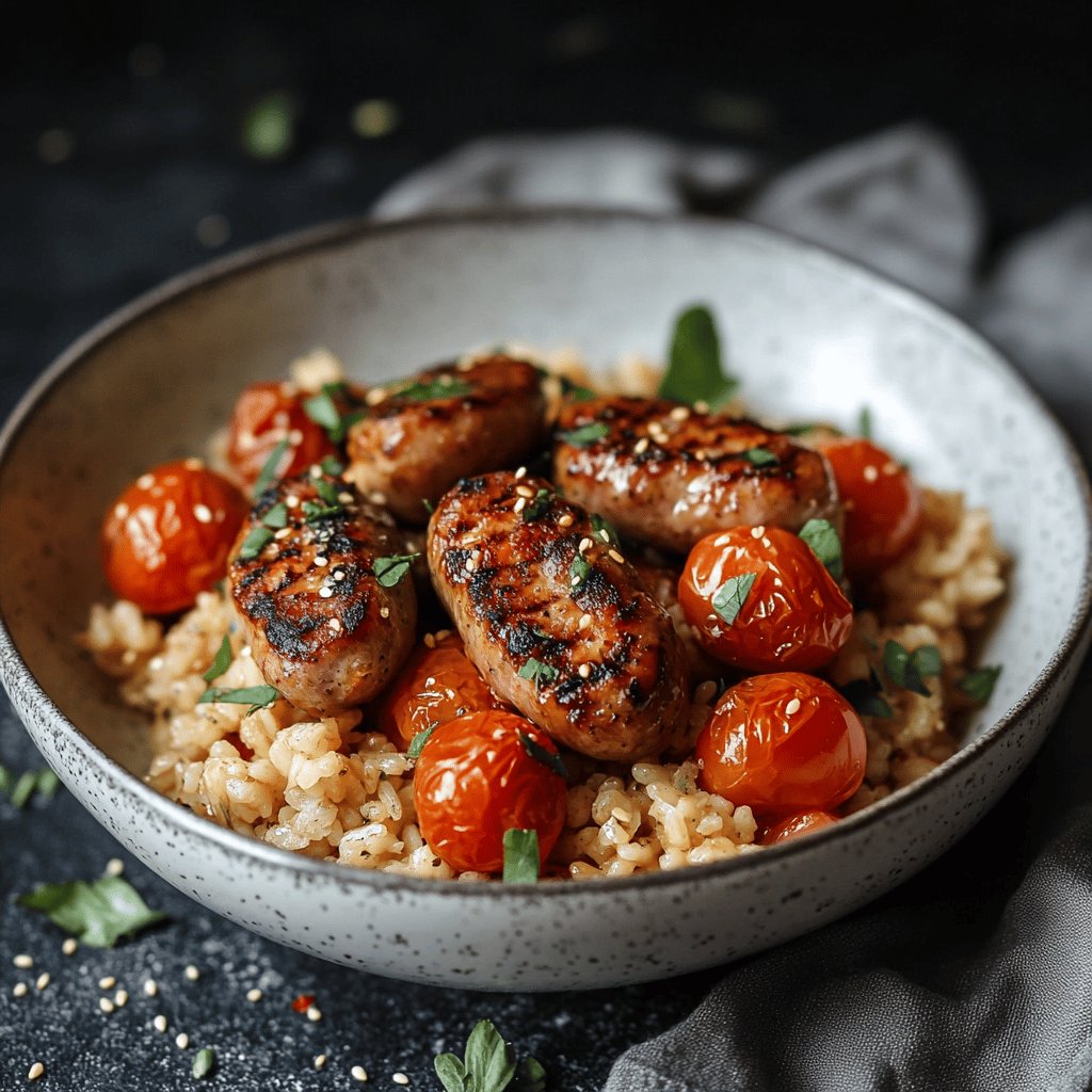 Riz à la saucisse et tomates