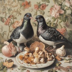 Pigeons aux lardons et champignons