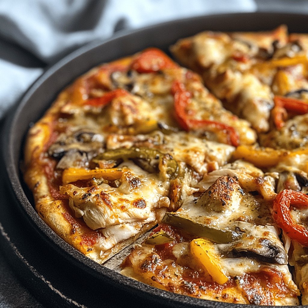 Pizza au poulet et poivrons