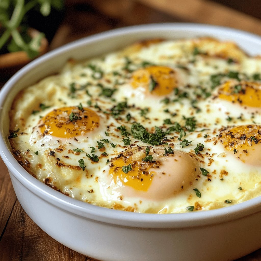 Baked Eggs with Cream and Cheese