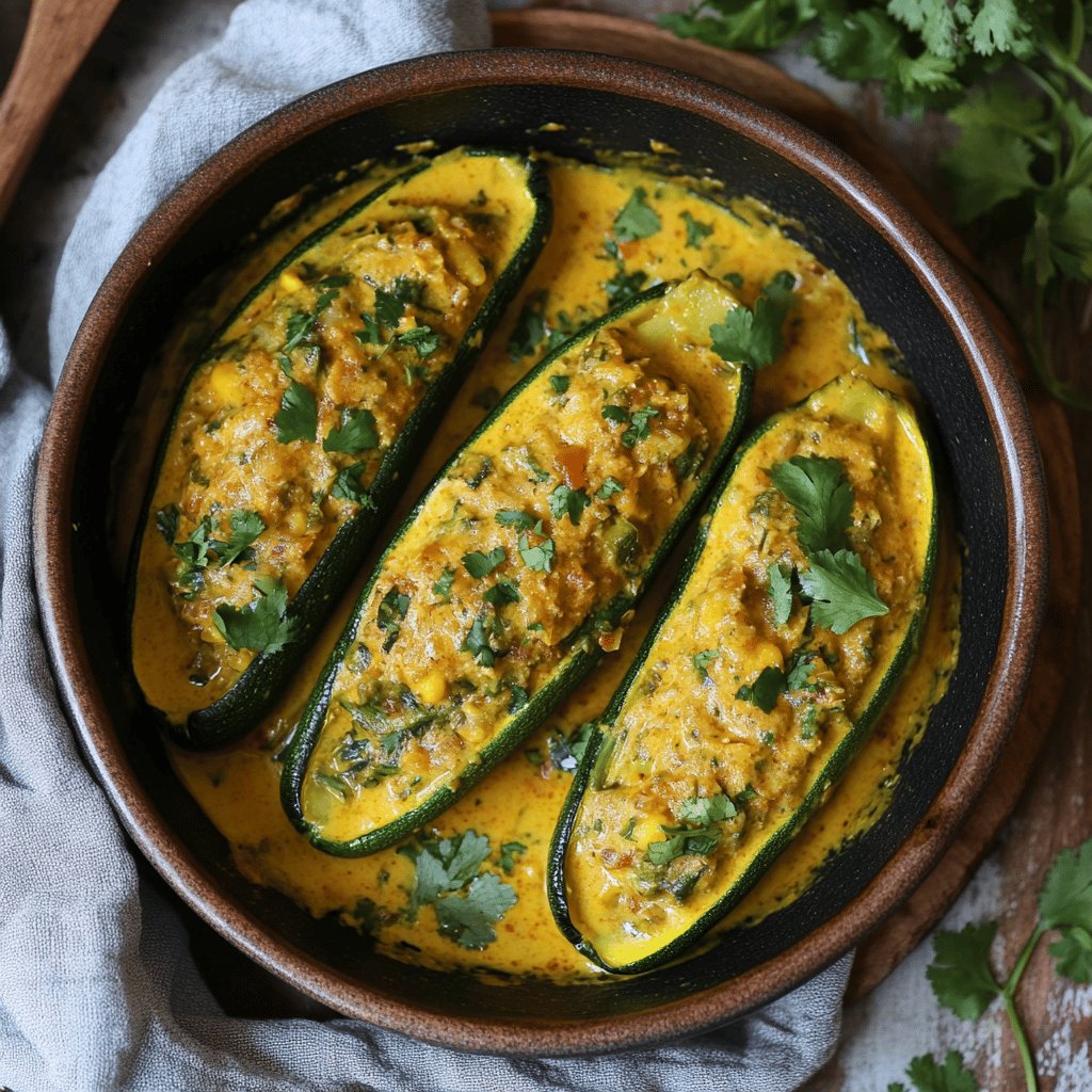 Courgettes farcies au curry