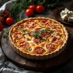 Quiche tomate, jambon et chèvre