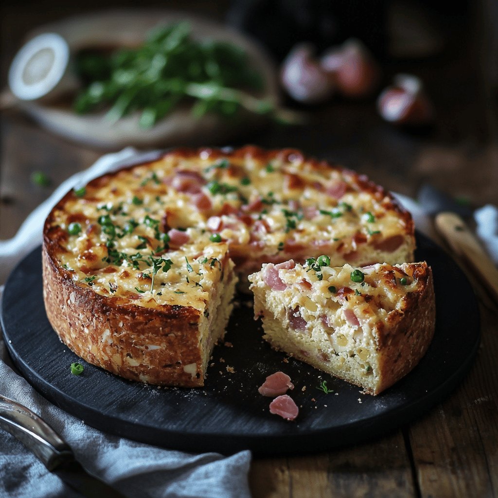 Cake salé au jambon et ciboulette