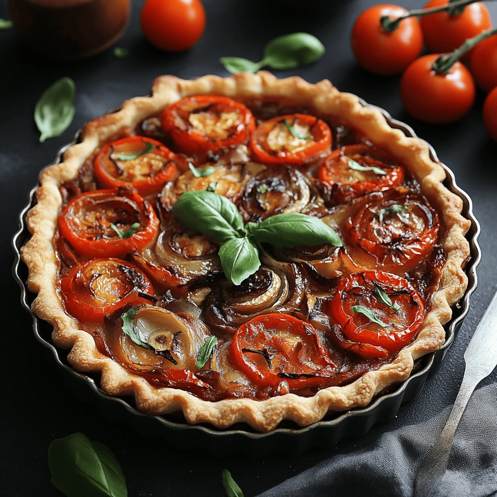 Tarte à la tomate et aux oignons