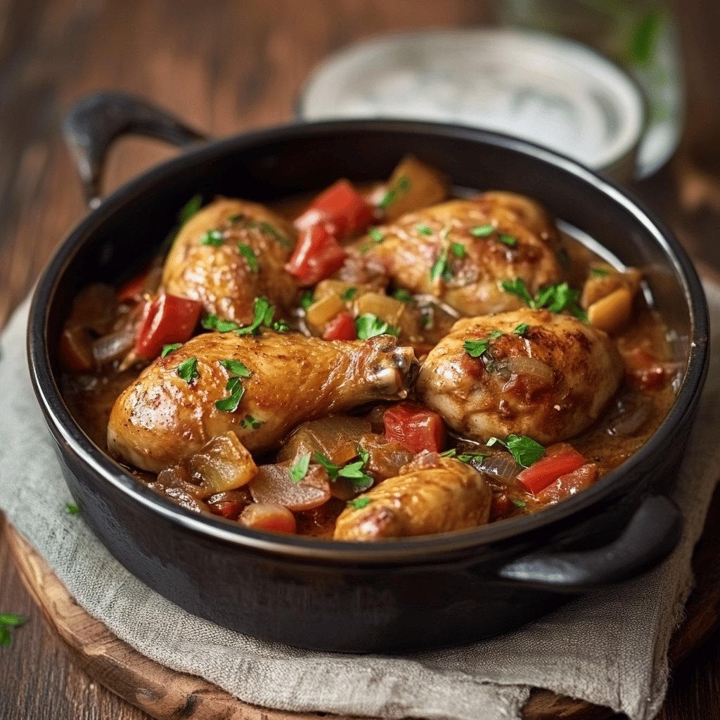 Poulet basquaise à la cocotte