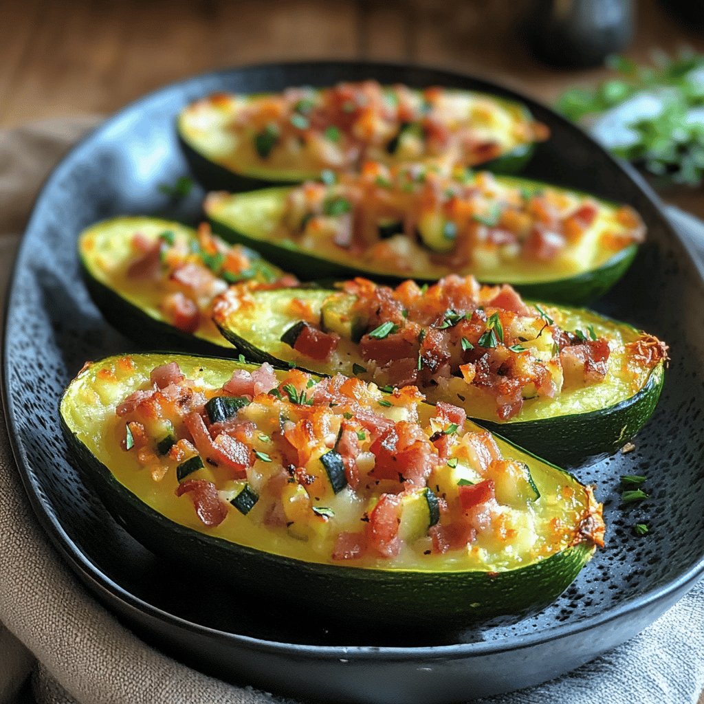 Courgettes rondes farcies aux lardons