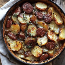 Gratin pommes de terre et saucisson