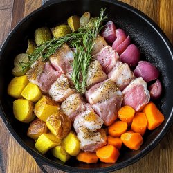 Joues de porc mijotées aux légumes