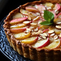 Tarte rhubarbe, pommes et amandes