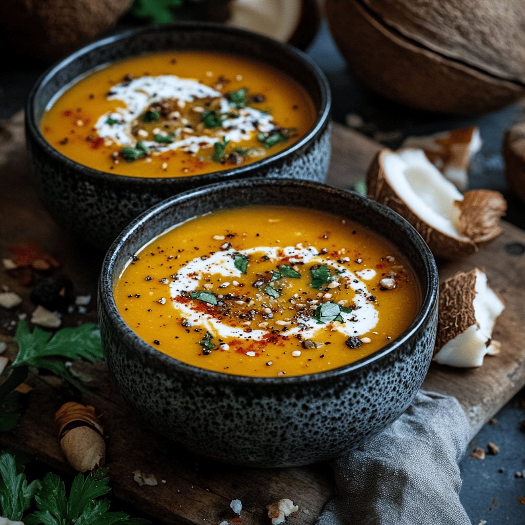 Soupe de potimarron au lait de coco