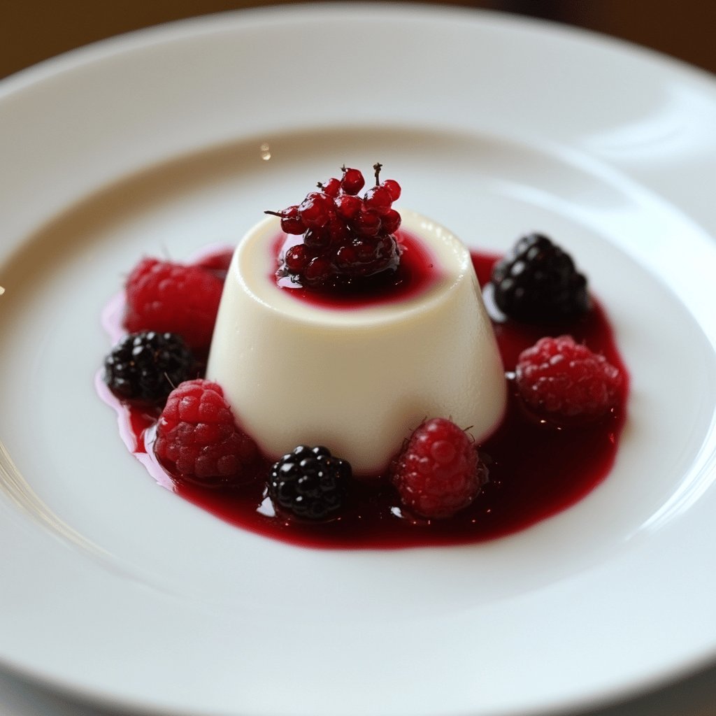 Panna cotta et coulis de fruits rouges