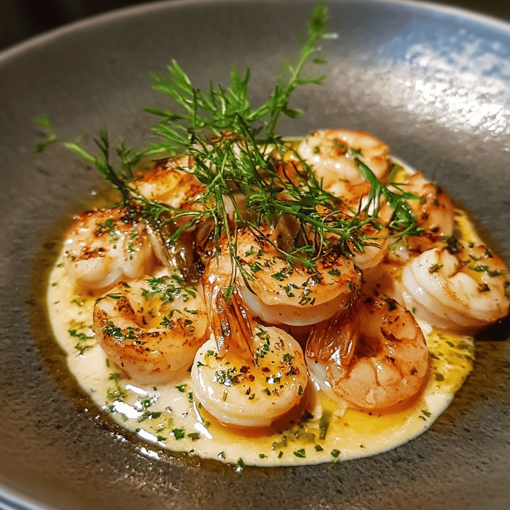 Gambas flambées à l'ail et au persil