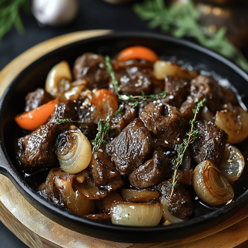 Sauté de boeuf aux oignons