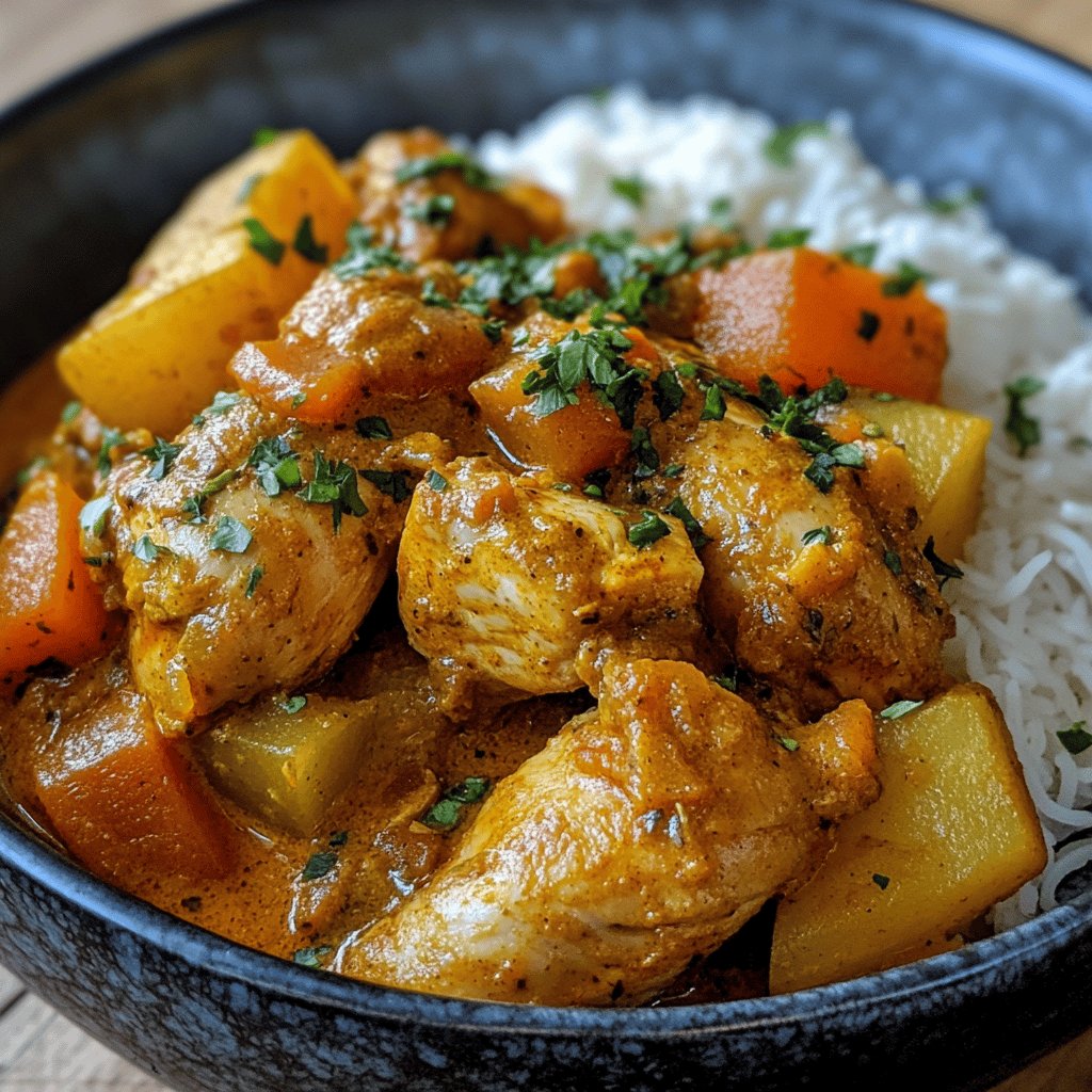 Pilon de poulet curry et pommes de terre