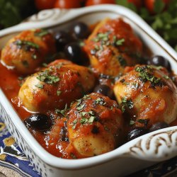 Quenelles à la tomate et olives au four