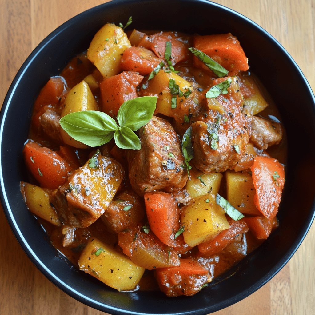 Sauté de porc aux légumes et tomate