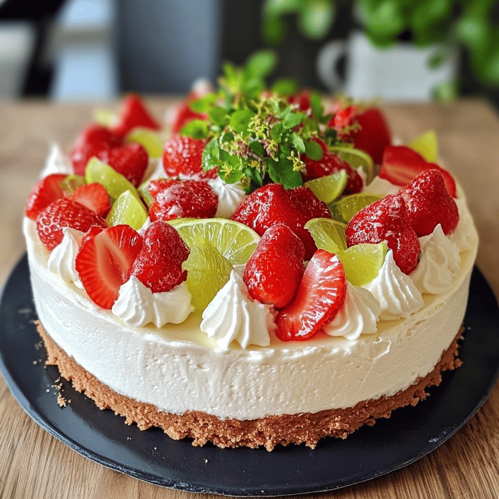 Cheesecake Fraises Citron Vert Sans Cuisson