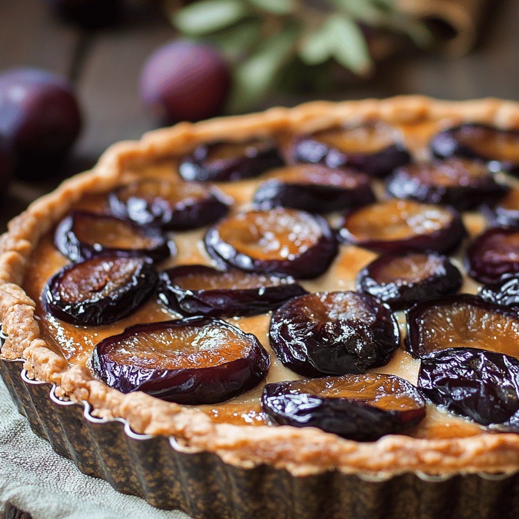 Tarte aux prunes sans sucre ni beurre