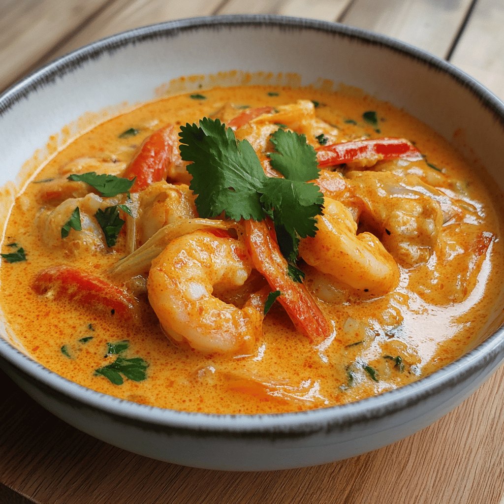 Crevettes curry coco thaï