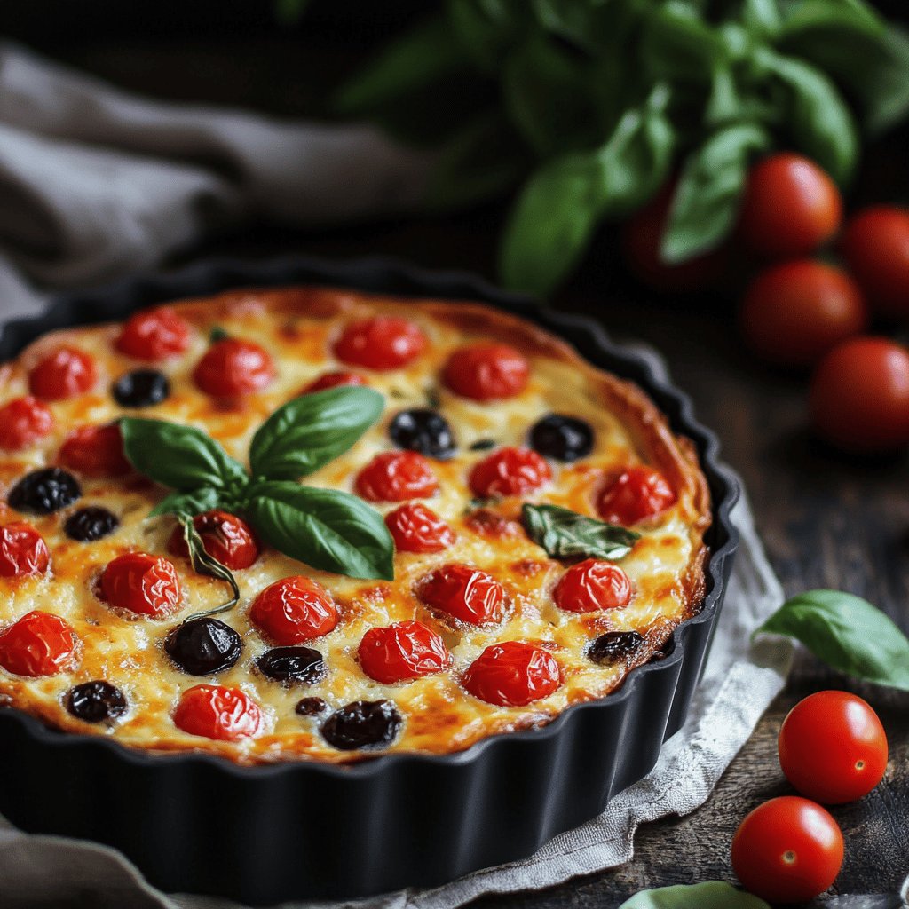 Clafoutis basilic et tomates cerises