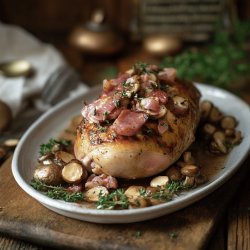 Ballotine de poulet au jambon et champignons