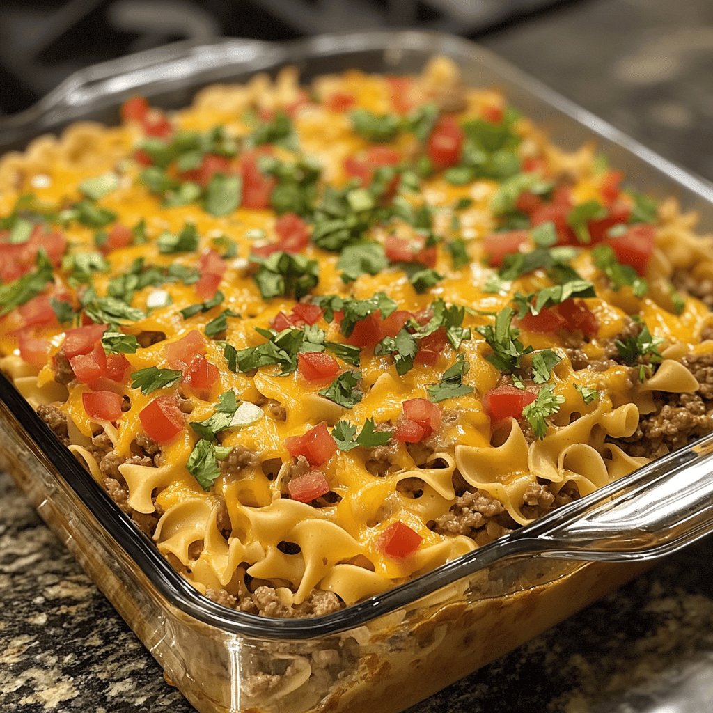 Beef Taco Noodle Casserole