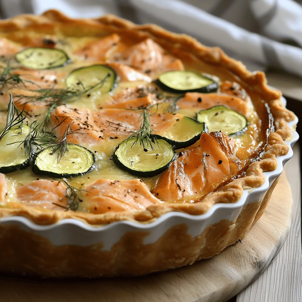 Quiche au saumon et courgette