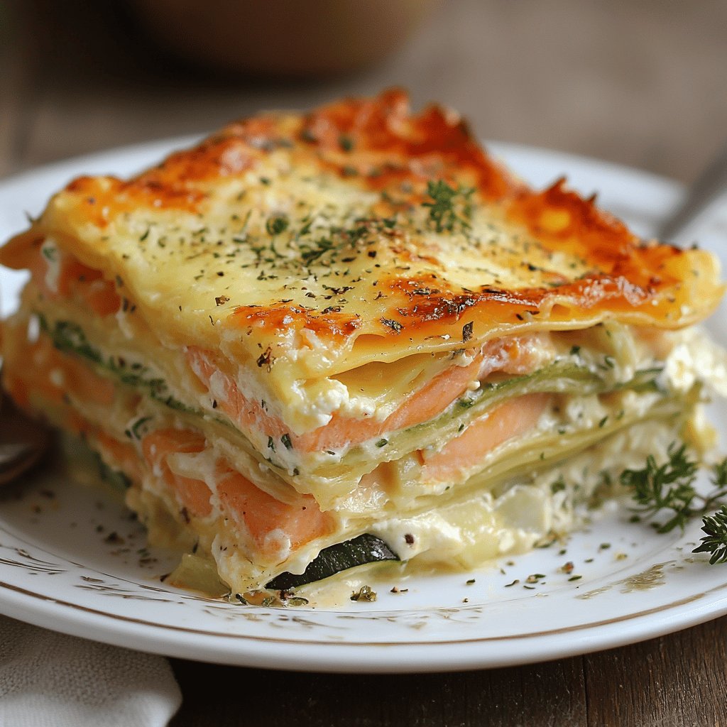 Lasagnes rapides saumon et courgettes