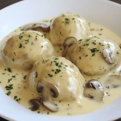 Quenelles aux champignons et crème