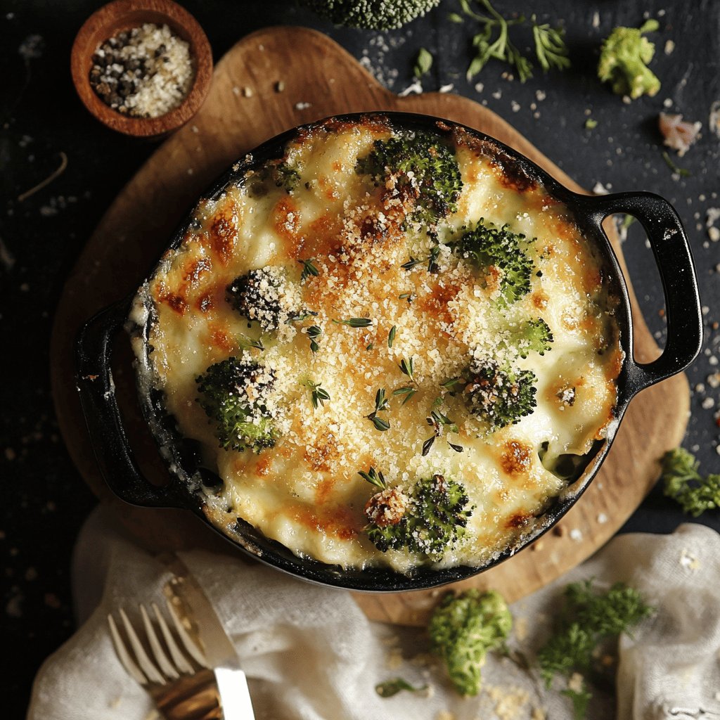 Gratin de Brocolis et Chou-Fleur aux Lardons