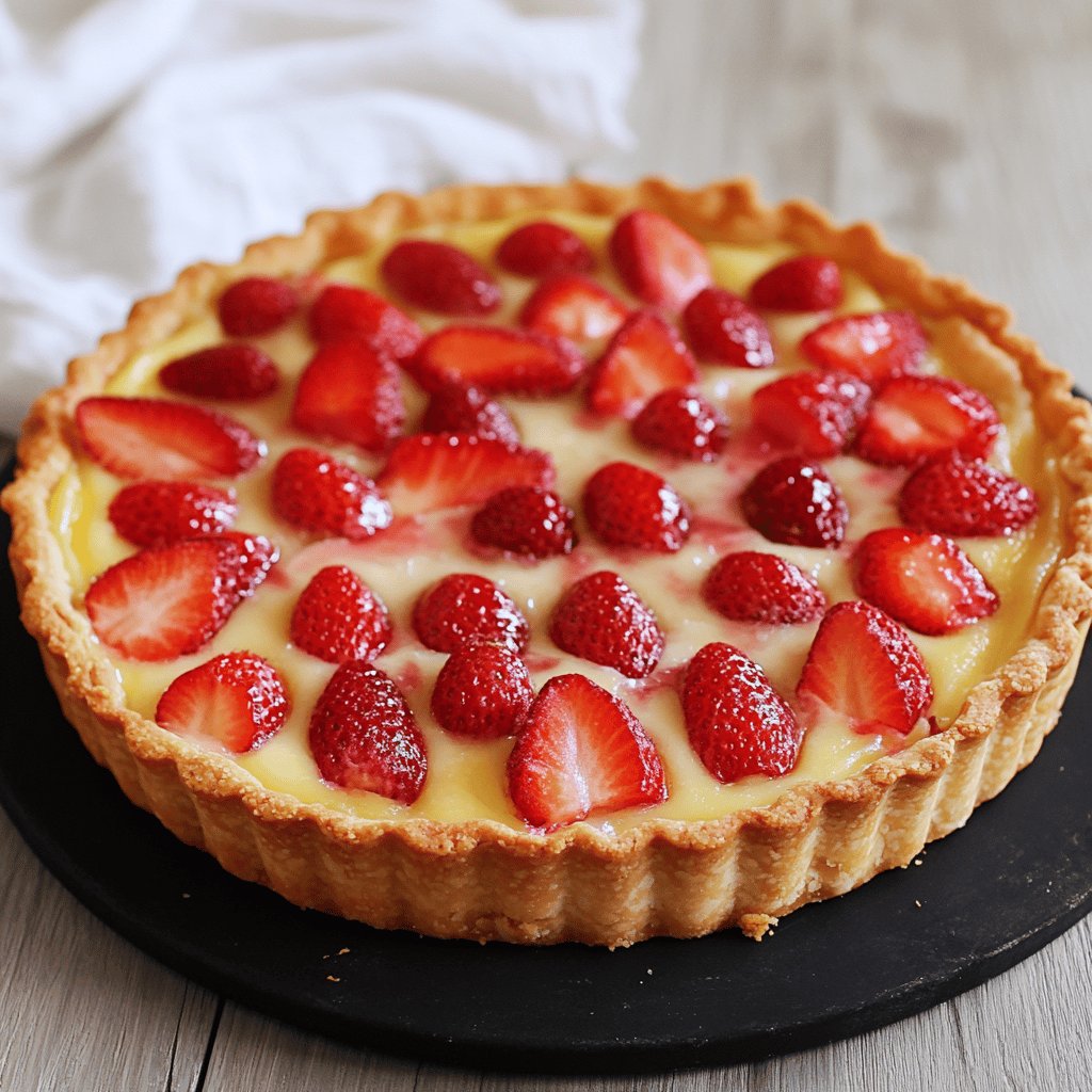 Tarte aux fraises et rhubarbe