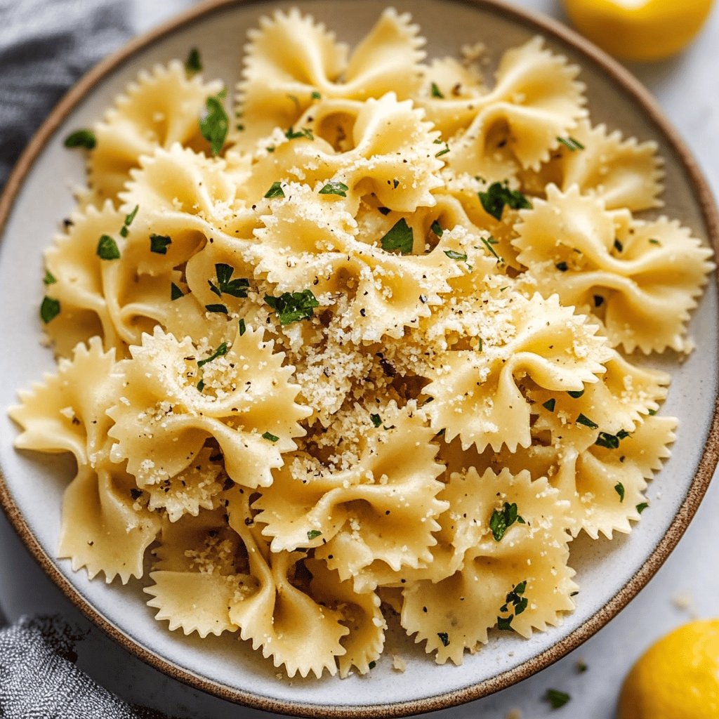 Lemon Garlic Bow Tie Pasta