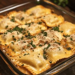 Cheesy Beef Baked Ravioli