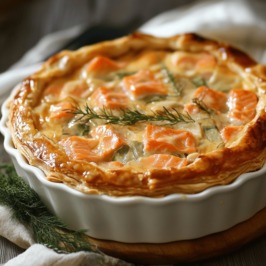 Tourte saumon et poireaux