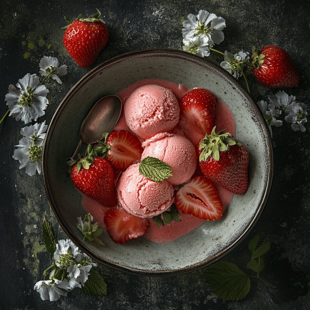 Sweet and Silky Strawberry Sorbet