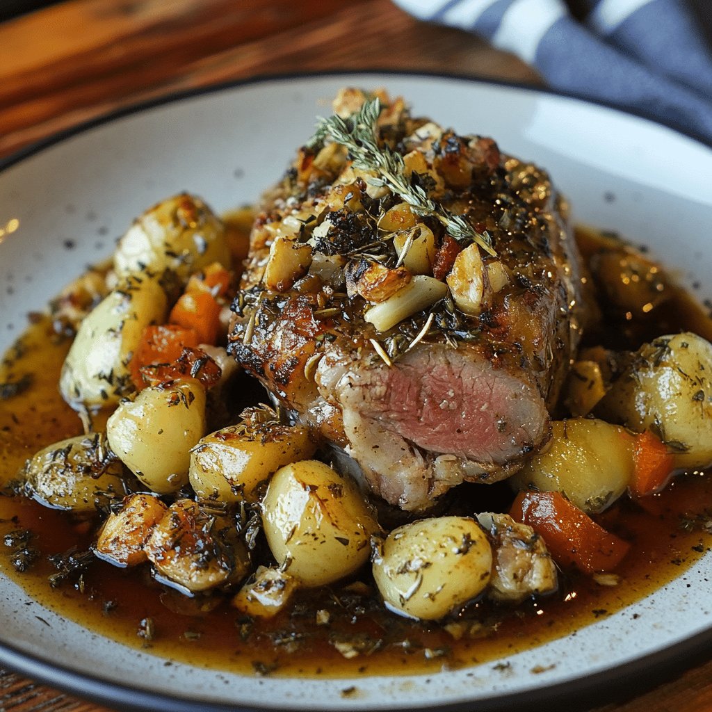 Gigot d'agneau mariné aux herbes