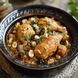 Tajine poulet, amandes et pruneaux