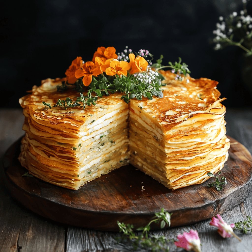 Gâteau de crêpes salées