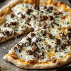 Breakfast Sausage White Cheese Pizza