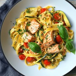 Tagliatelles au saumon et légumes