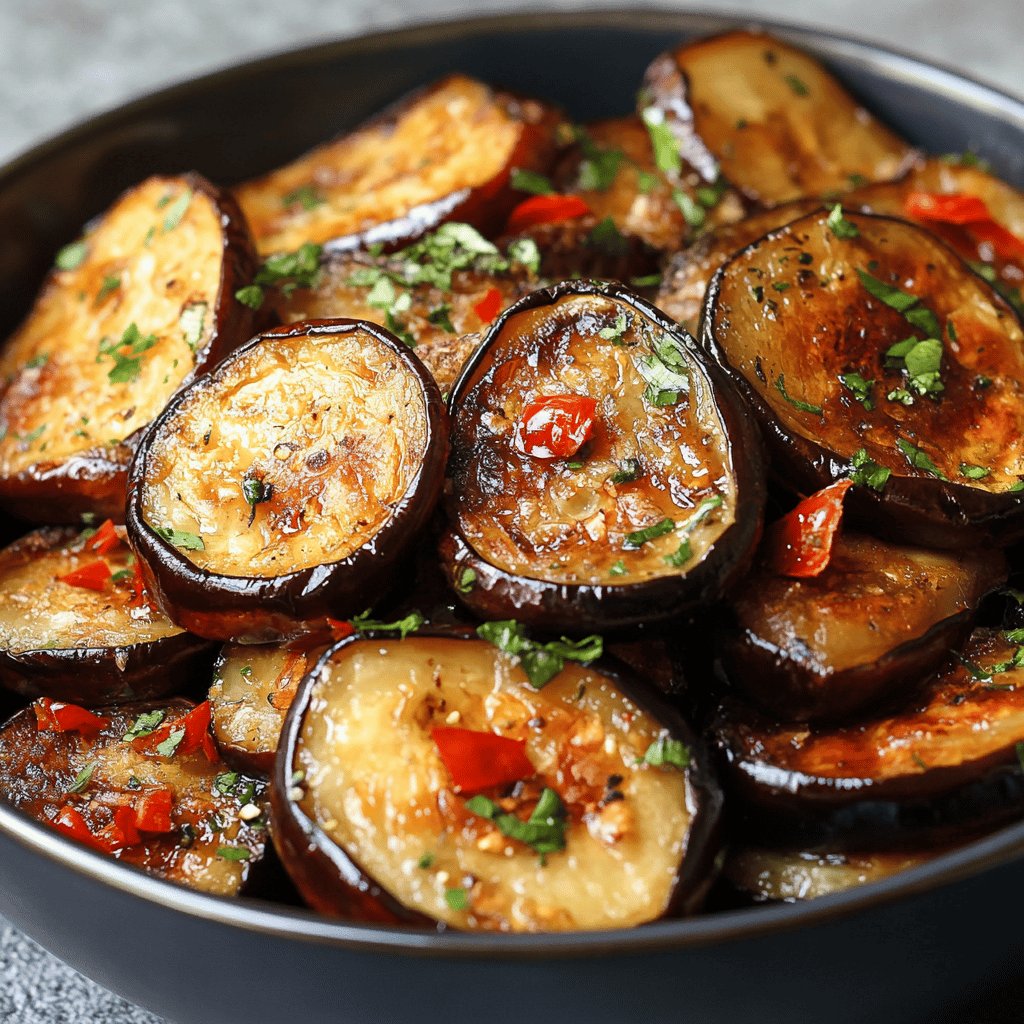 Aubergines frites savoureuses