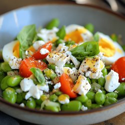 Salade de fèves au chèvre et oeufs