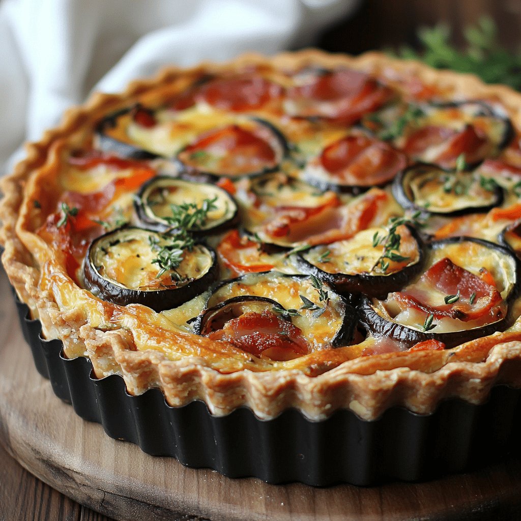 Quiche à la ratatouille et aux lardons