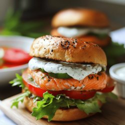 Burger au saumon fumé et crème ciboulette