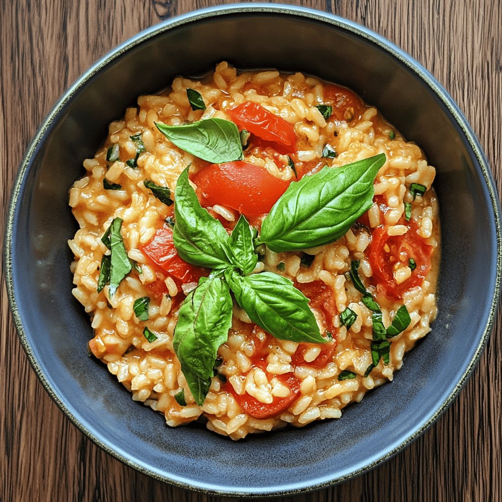 Risotto à la tomate et au basilic