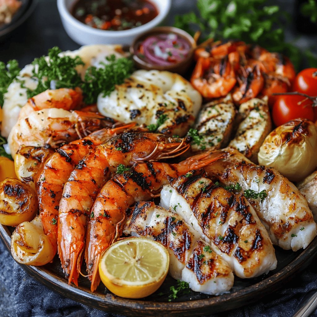 Parillade de poissons et fruits de mer