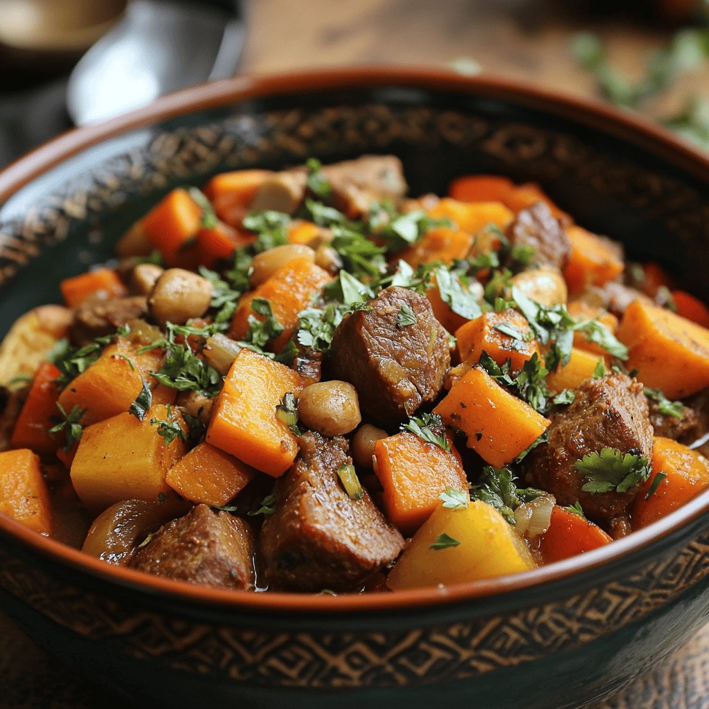 Tajine d'agneau aux légumes et patates douces