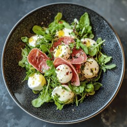 Salade de mâche au jambon et mozzarella