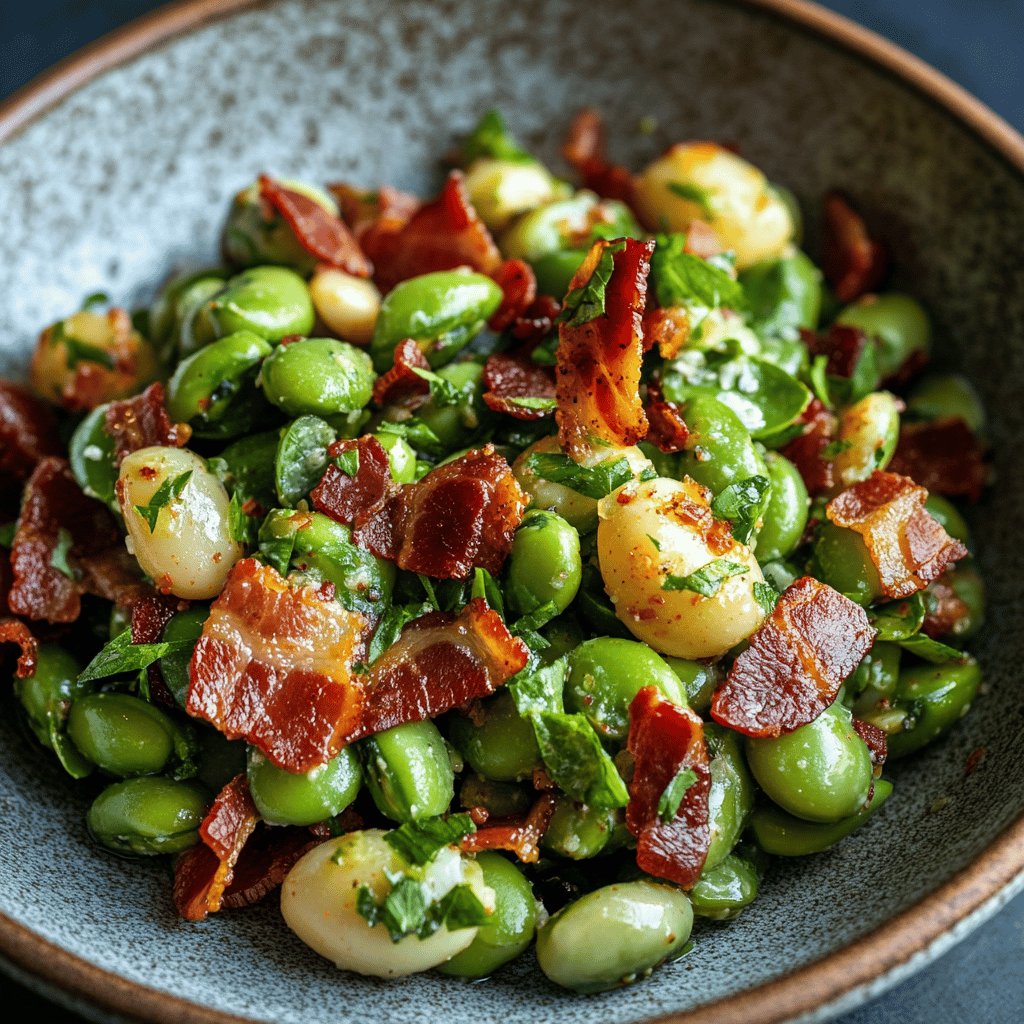 Salade de fèves aux lardons